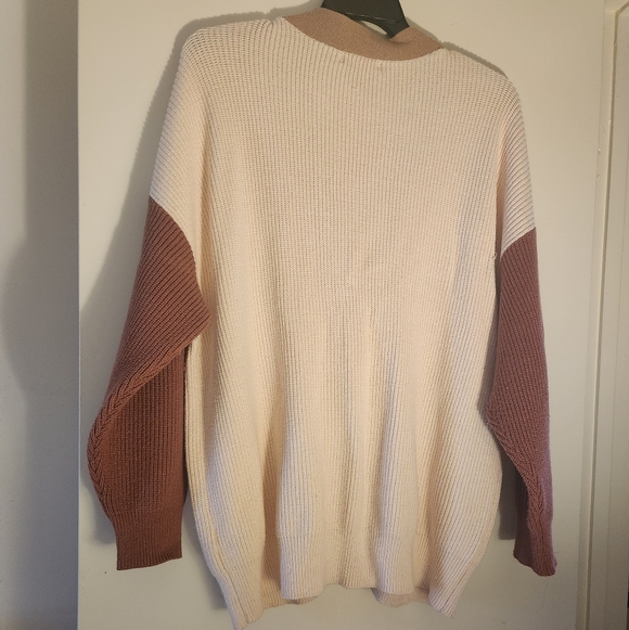 Primark Cream & Tan Colorblock Ribbed Cardigan - Picture 2 of 3